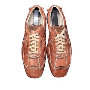 Guess Y2K Men’s Brown Leather Lace-Up Sneakers Sz 8 Casual Retro Streetwear